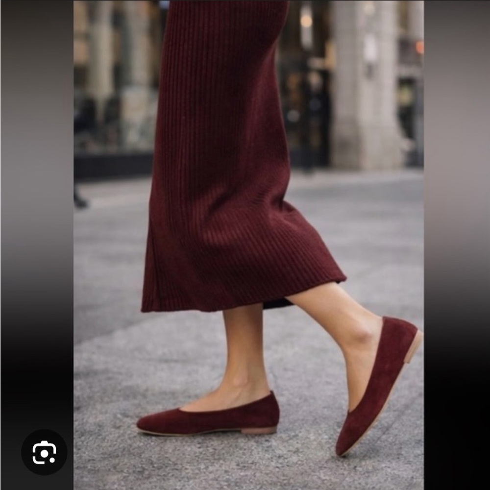 Eileen Fisher Merlot Suede Ballet Flats